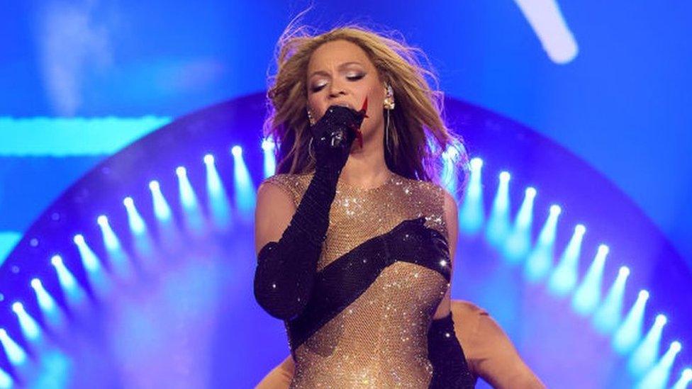 Beyoncé performs onstage during the opening night of the “RENAISSANCE WORLD TOUR” in Stockholm, Sweden.