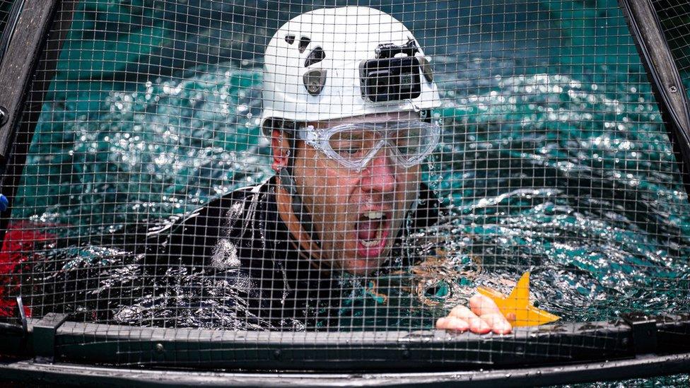 Matt Hancock taking part in a Bushtucker Trial on I'm A Celebrity