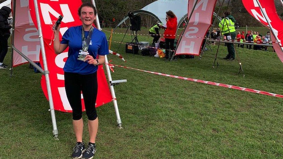 Becky Farrell at a race finish line