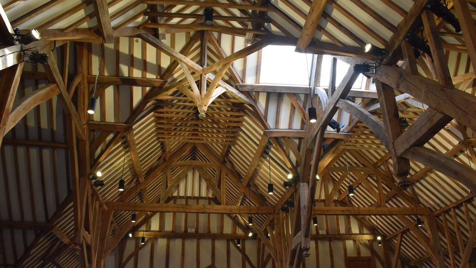 Wooden framed interior of The Ark