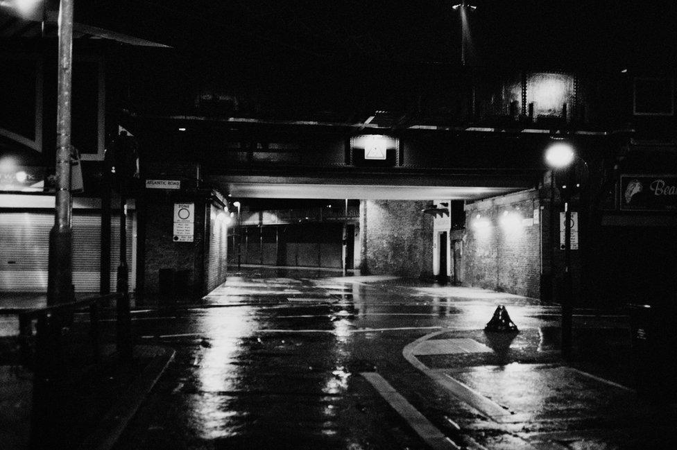 A Brixton street at night.