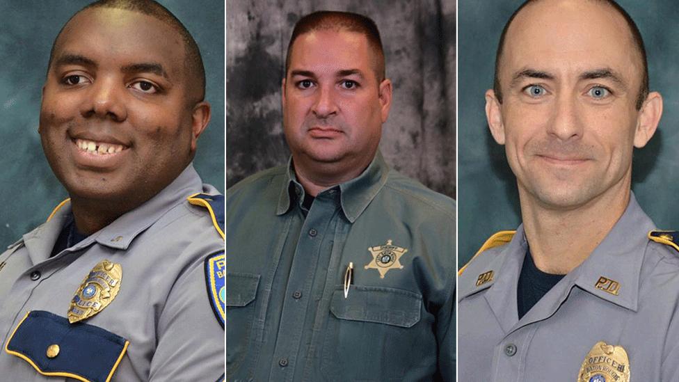 police officers killed in Baton Rouge on 17 July 2016 (pics are undated file pics)