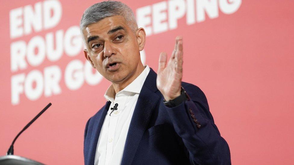 Sadiq Khan making a speech about rough sleeping