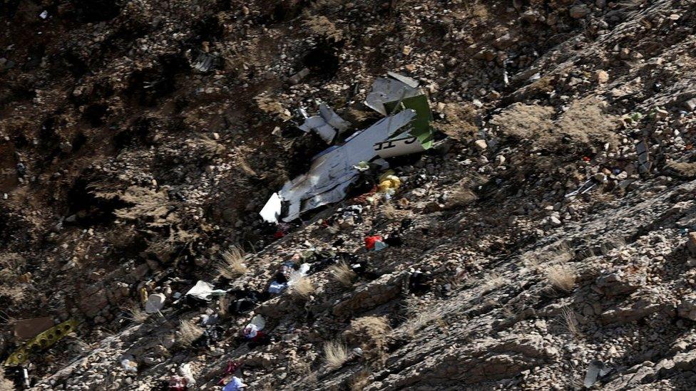 Wreckage of Turkish private jet that crashed near Shahr-e Kord, in south-western Iran (12 March 2018)