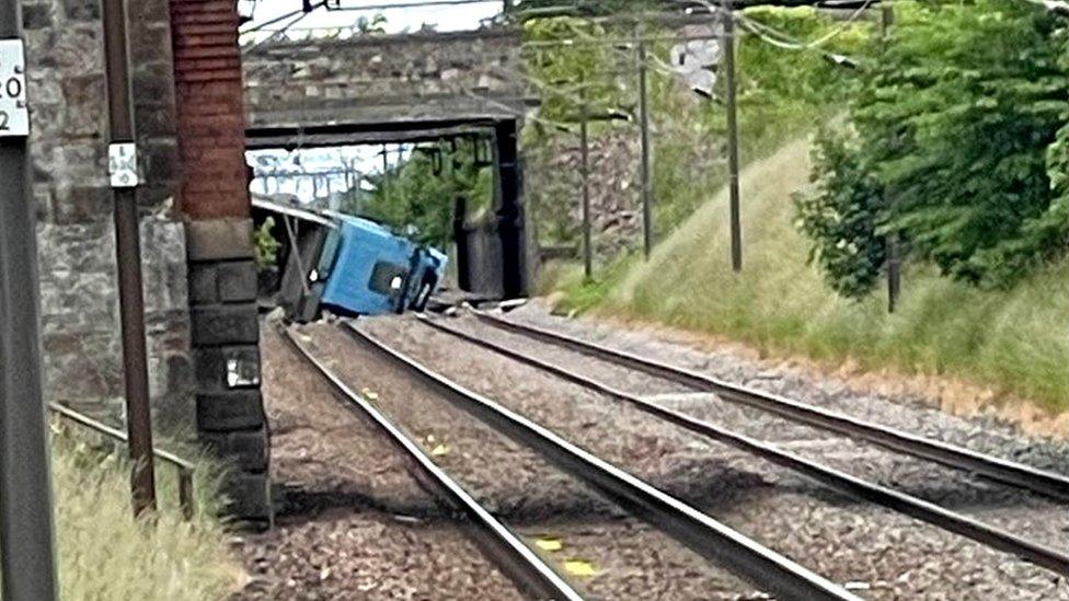 Lorry on tracks