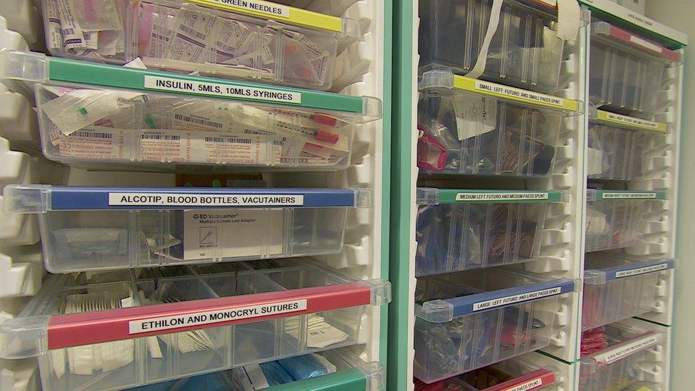 Hospital drawers with needles