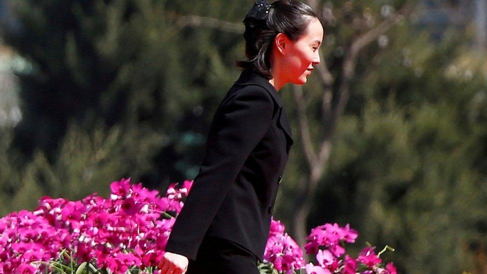 Kim Yo-jong at an opening ceremony of a newly constructed residential complex in Ryomyong street in Pyongyang