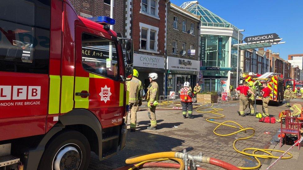 Firefighters tackled a blaze in Sutton High Street