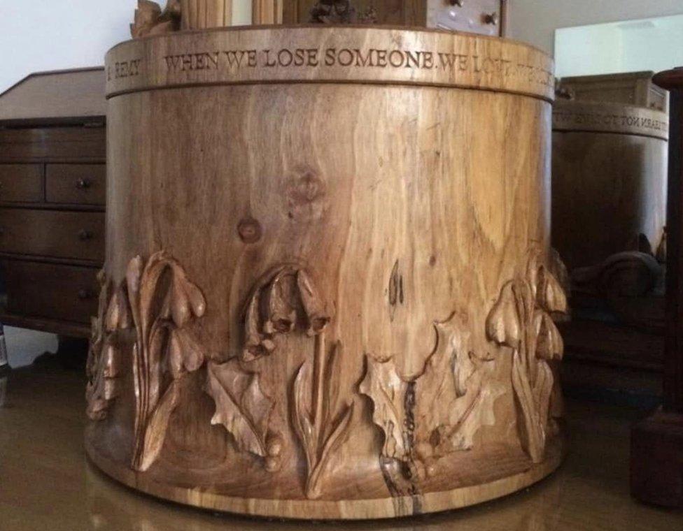 The unique wooden urn