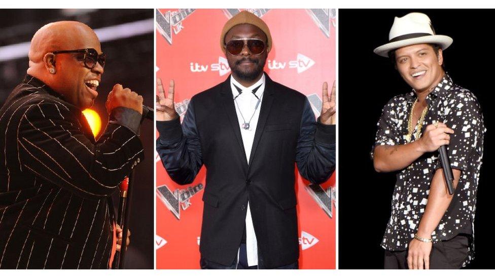 CeeLo Green Will.I.Am from The Black Eyed Peas and Bruno Mars.