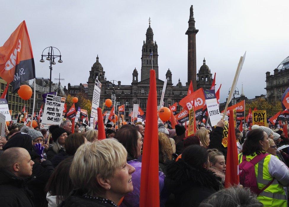 Strikers in George Square