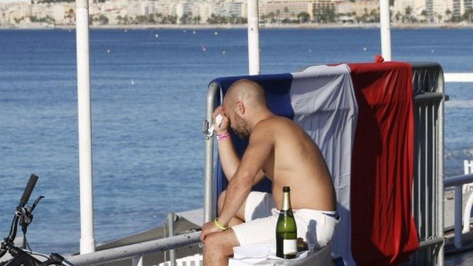 Man on beachfront, 15 July