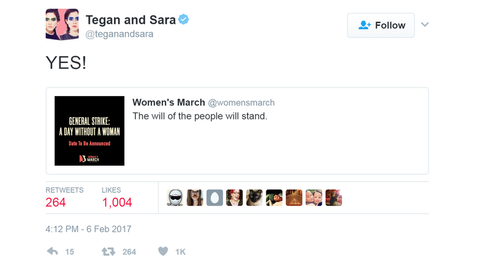 Tweet by Tegan and Sara on Women's March