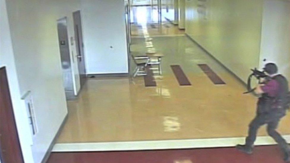 Nikolas Cruz pictured with weapon in halls