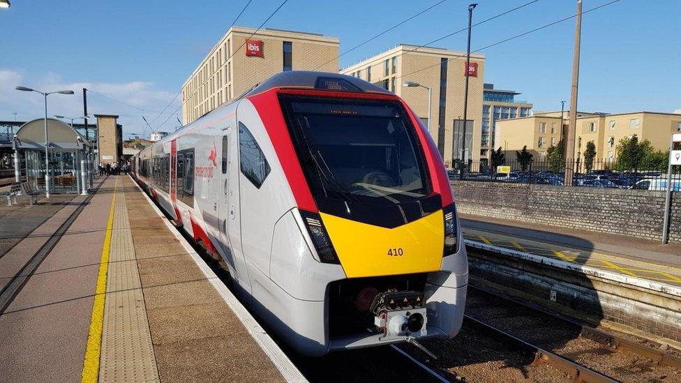 Greater Anglia train at Cambridge Station