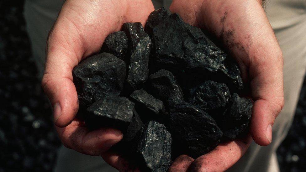 Pieces of coal in hands