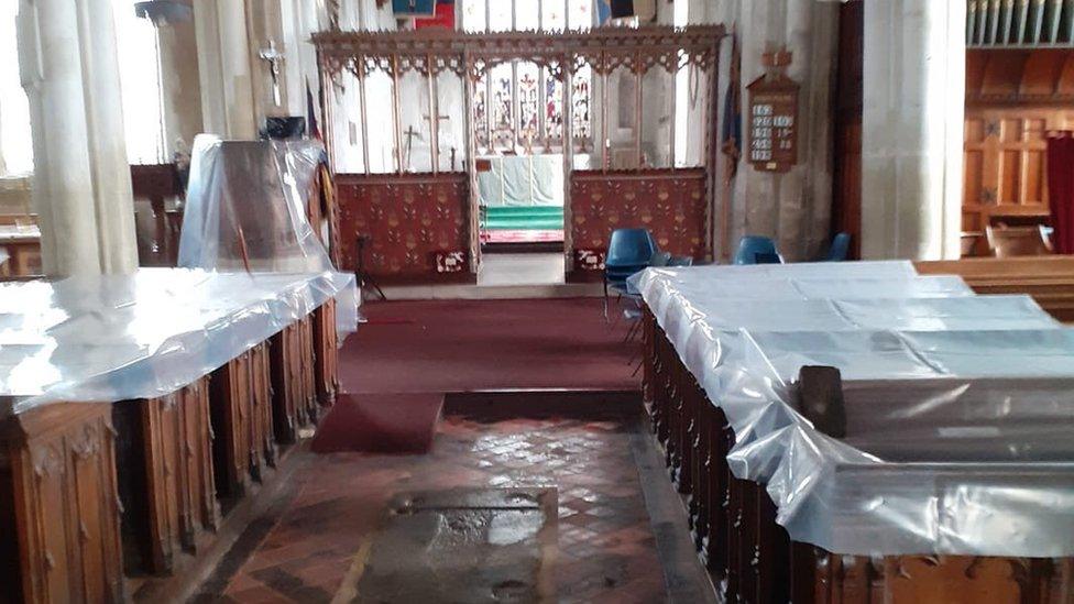 Coverings on church pews