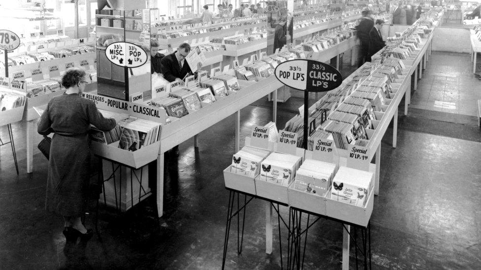 Record shop from around 1970.