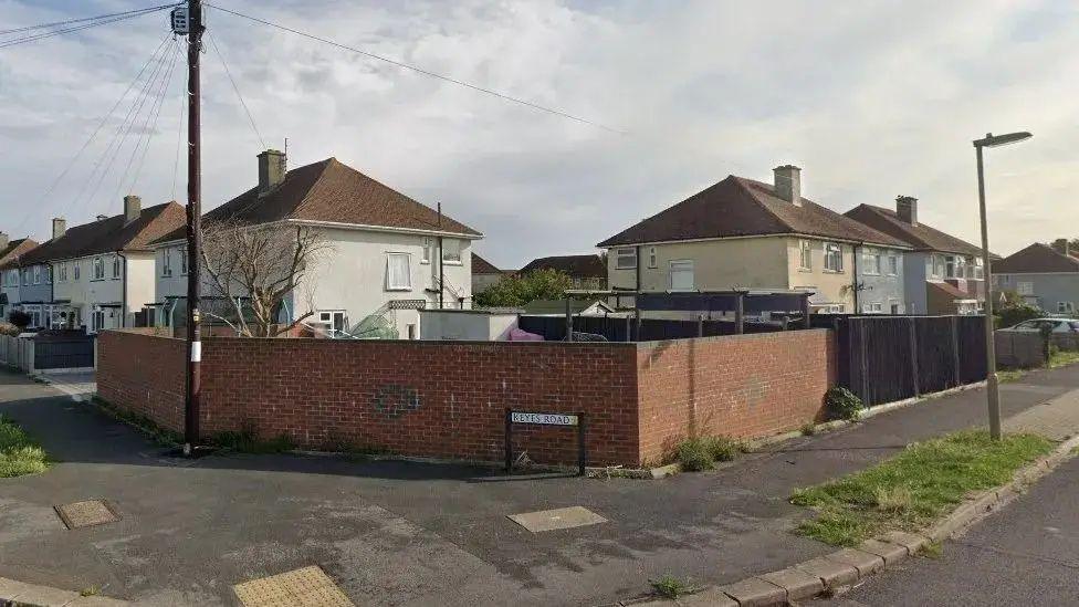 A Google street view screenshot of the street where Mr Kent was found. It's a residential street with semi-detached houses on.