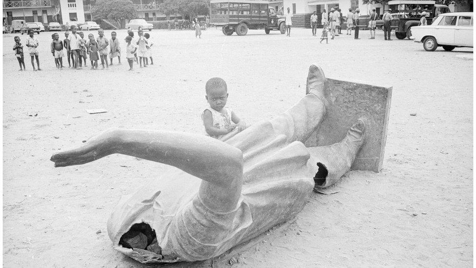 Toppled statue of Kwame Nkrumah