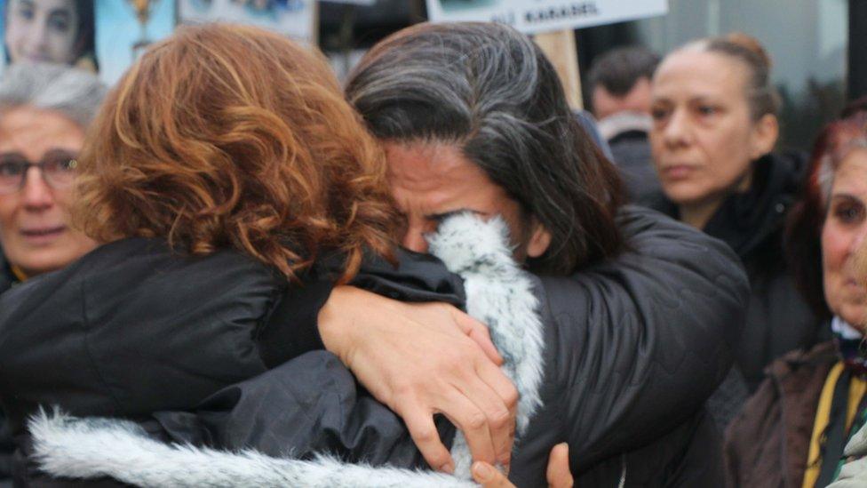 Parents of the high school sports team are waiting outside the courtroom in Adiyaman, Turkey on 3 January 2023