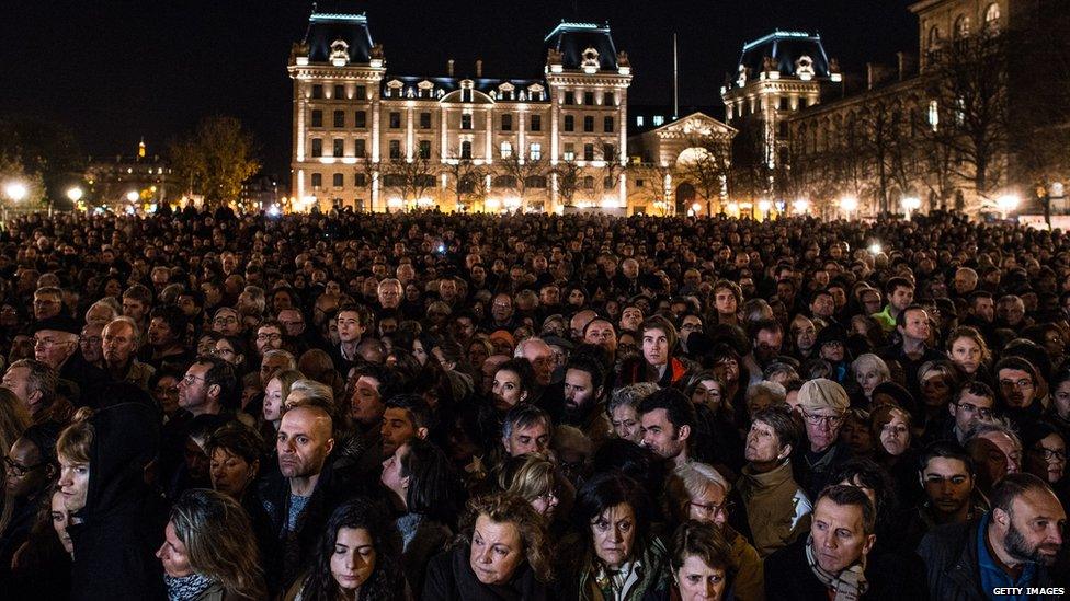 Paris attacks memorial at Notre Dame Cathedral