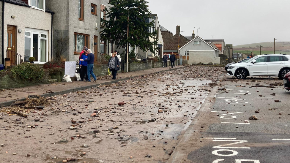 A street near the seafront in Stonehaven