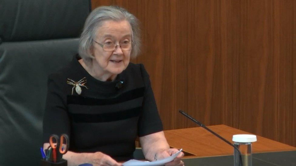 Former president Lady Hale famously declaring Parliament's shutdown unlawful