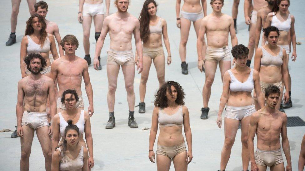 Artists perform during the opening show directed by German director Volker Hesse, on the opening day of the Gotthard rail tunnel - 1 June 2016