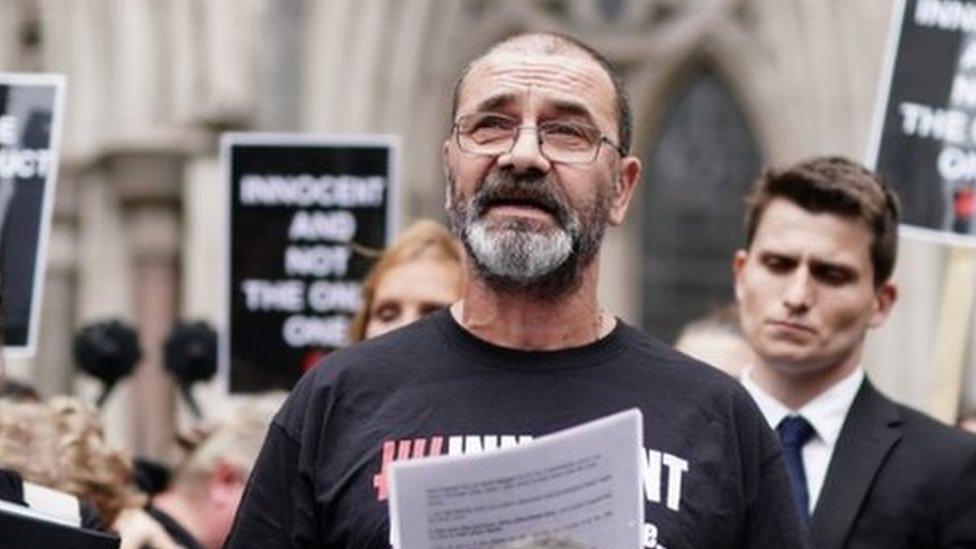 Andrew Malkinson, who served 17 years in prison for a rape he did not commit, reads a statement outside the Royal Courts of Justice in London, after being cleared by the Court of Appeal.