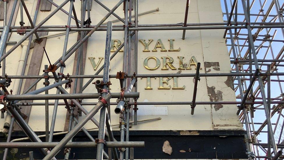 Scaffolding on The Royal Victoria Hotel in Newport