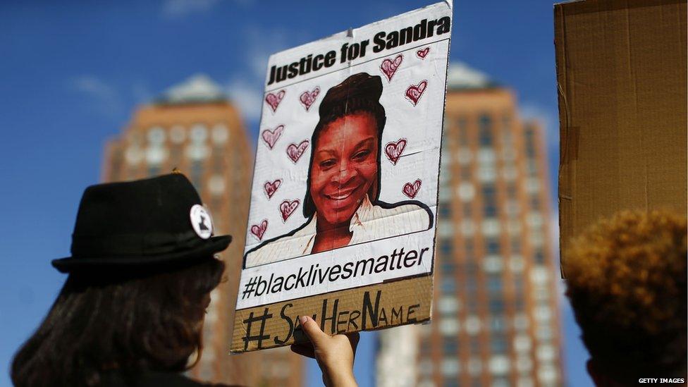 Protestors after the death of Sandra Bland