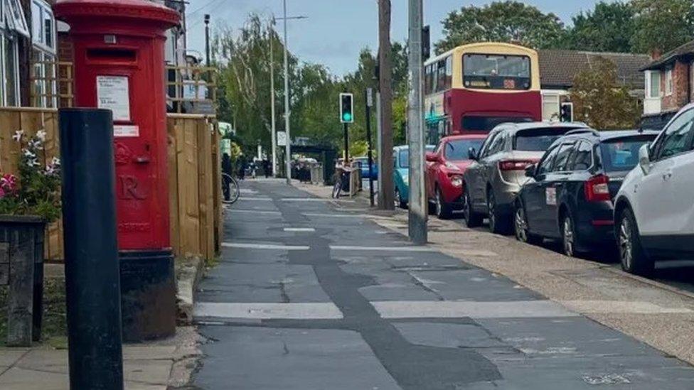 The deteriorated pavement in Chanterlands Avenue, Hull