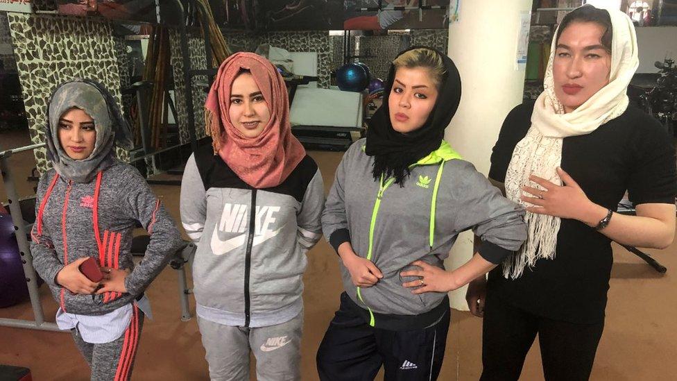 Afghan women in the gym