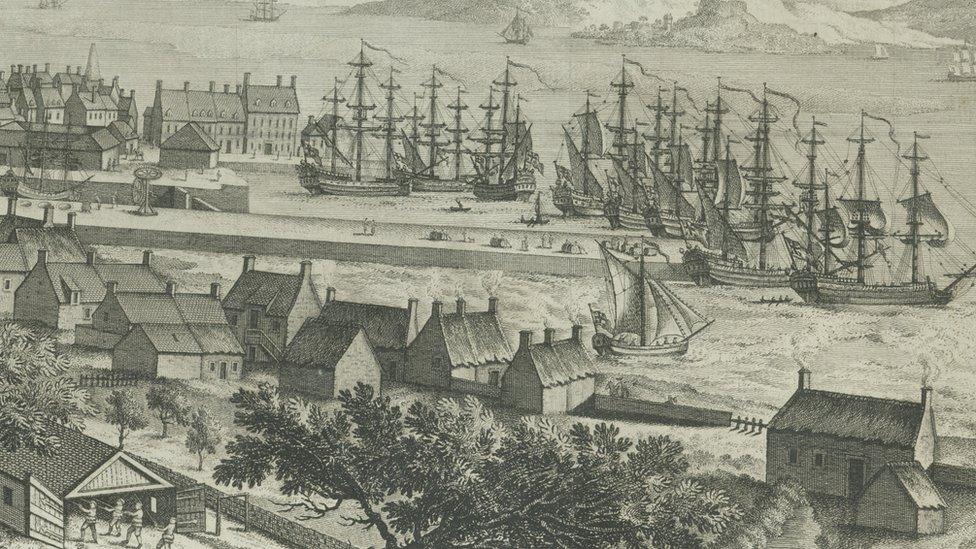 Illustration of Port Glasgow in the 1760s