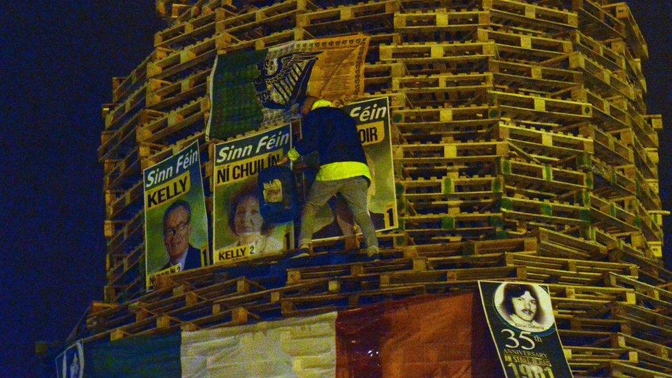 Sinn Fein posters on Chobham Street bonfire