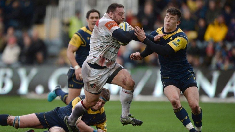 Leicester prop Greg Bateman scored the Tigers' second try at Sixways