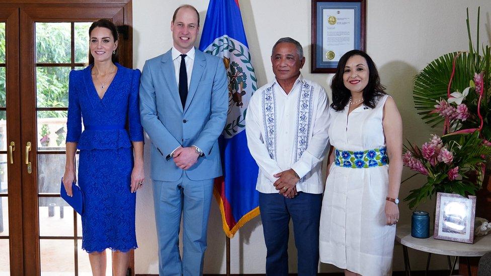 The Duke and Duchess of Cambridge meet with Belize's Prime Minister Johnny Briceno and his wife Rossana