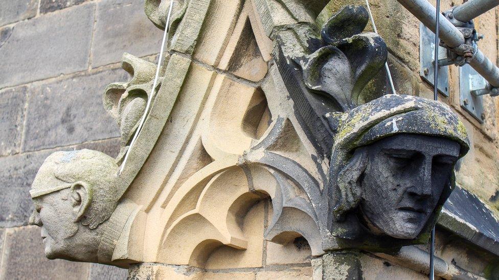 Stones on the central tower