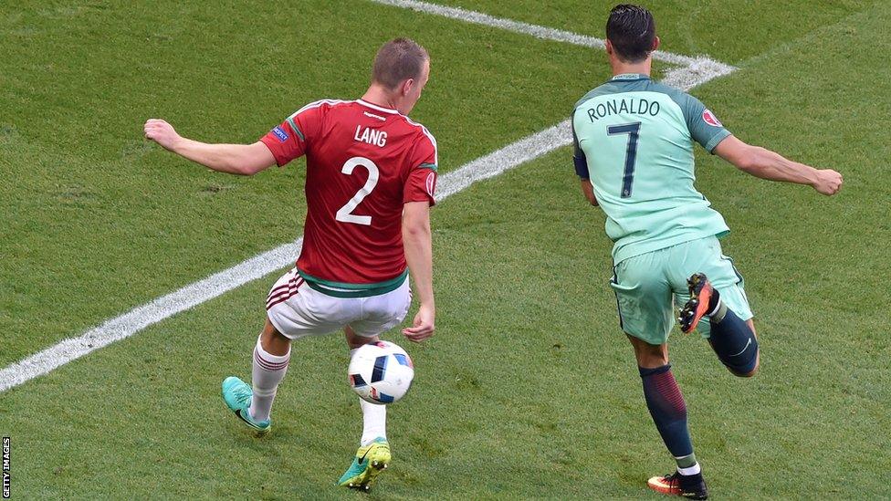 Cristiano Ronaldo scores against Hungary