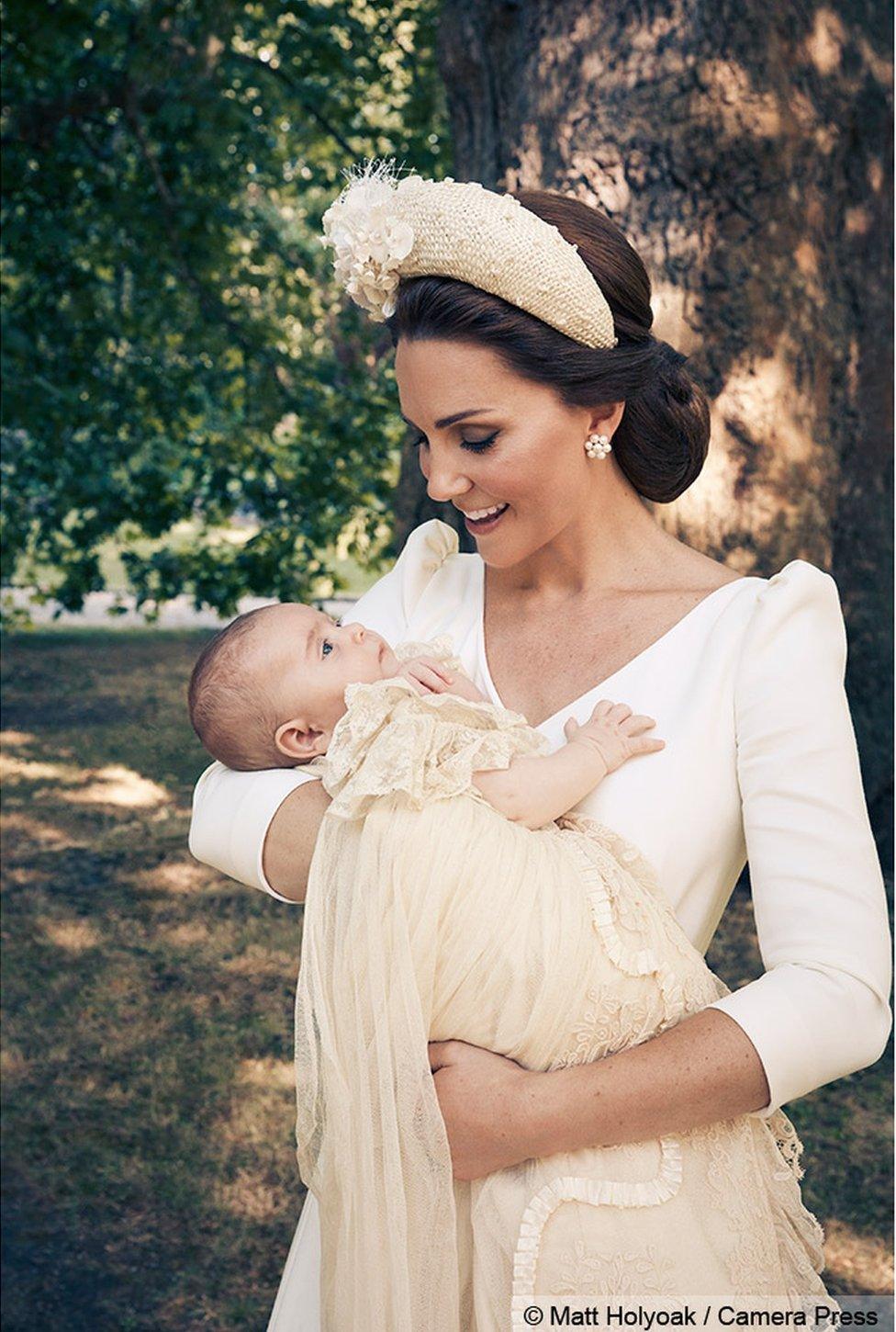 Duchess of Cambridge and Prince Louis at christening