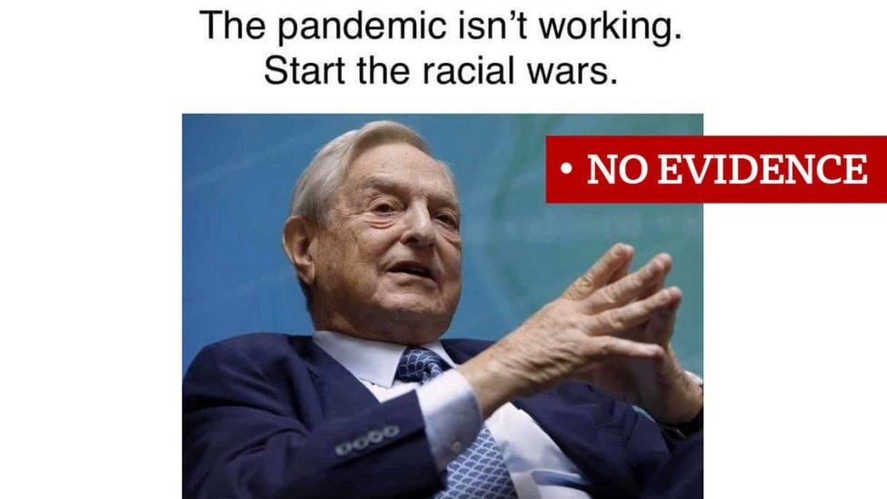 Screenshot of a meme about George Soros