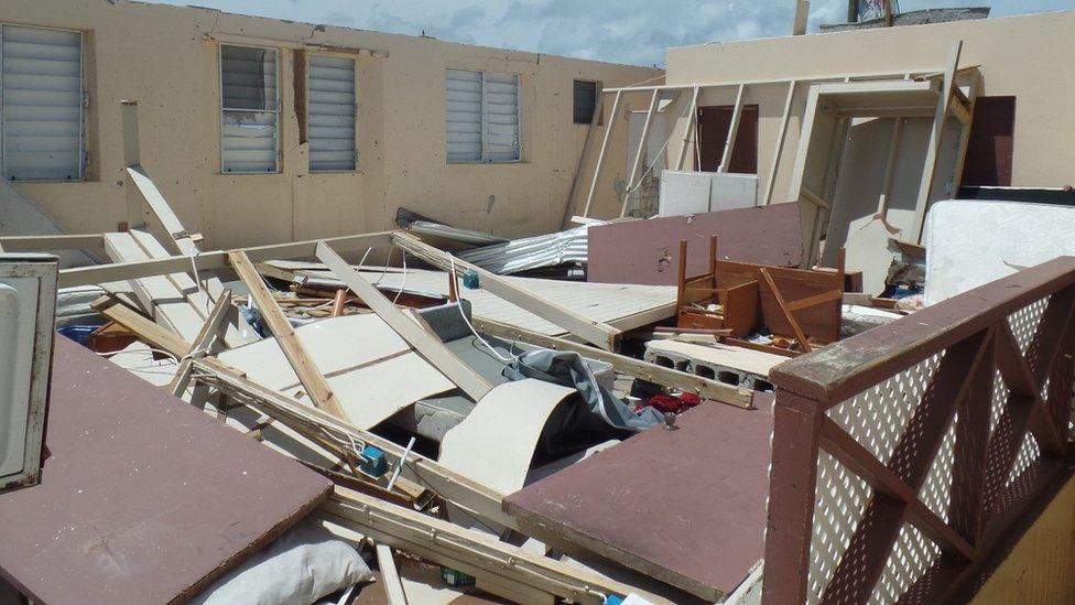 The upstairs living quarters of Barbuda’s police station where officers were sheltering when the storm hit