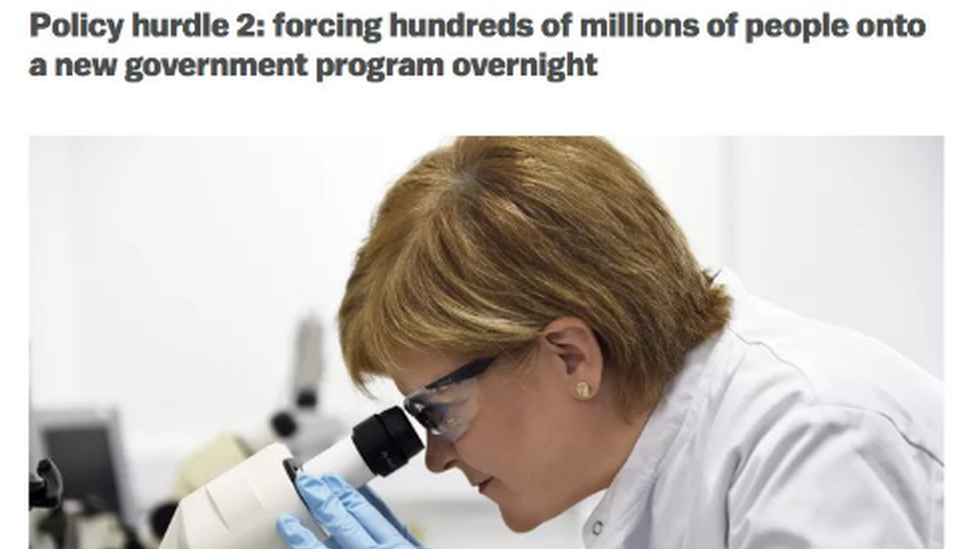 American media company Vox used an image of Nichola Sturgeon peering into a microscope as a stock image of a scientist.