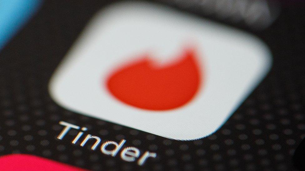 Tinder icon on smartphone screen