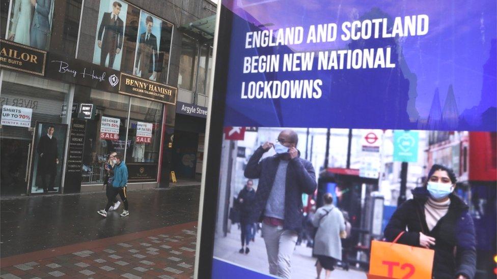 Glasgow shopping street on day after latest lockdown