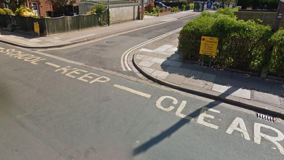 School Keep Clear markings outside school