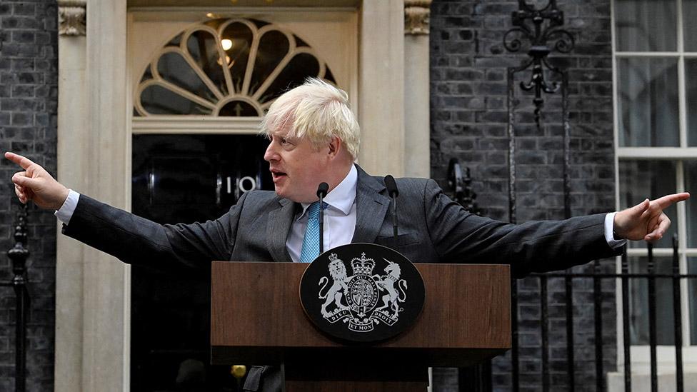 Boris Johnson delivering farewell speech at No 10