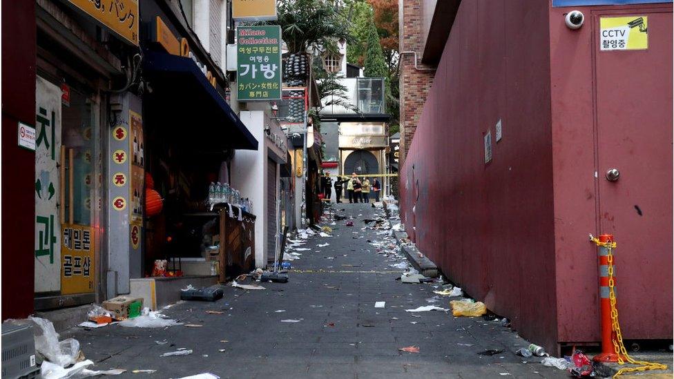 This narrow alley was where the deadly crush happened