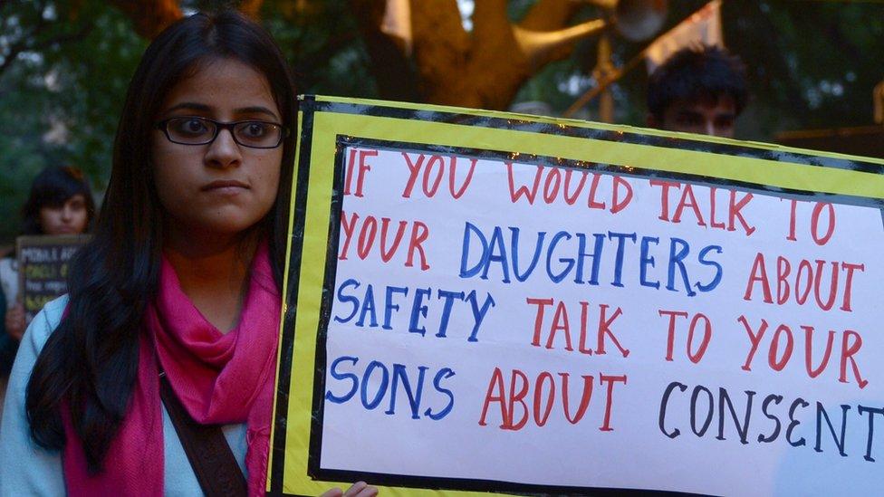 A protester in Delhi in December 2015